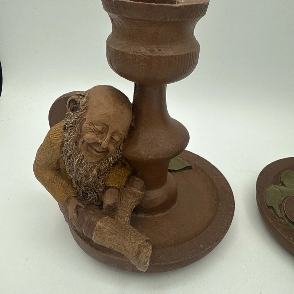 VTG 1983 Tom Clark Gnomes Mrs Wink & Wink Too Signed candlestick Holders retired